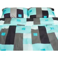 COFI Moderne Fleece Bettwäsche - Stillvolles Design in Türkis, Schwarz, Grau aus 100% Polyester 200x200 cm