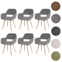 Generique 6er-Set Esszimmerstuhl HWC-A50 II, Stuhl Küchenstuhl, Retro 50er Jahre Design Kunstleder, taupe-grau, helle Beine