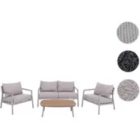 Mendler Aluminium Gartengarnitur HWC-P79, Lounge-Set Sitzgruppe Sofa Gartenlounge, Stoff/Textil Olefin 210g/m² creme-beige