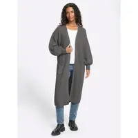 HEINE Strickjacke "Strickjacke Strickjacke", Damen, Gr. 36, grau (anthrazit, meliert), Rippware, , Casual, Strickjacken Strickjacke