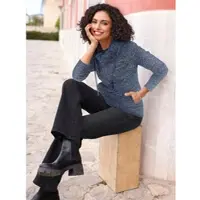 Inspirationen Sweatshirt , Damen, Gr. 38, blau (rauchblau, bleu, bedruckt), 60% Baumwolle, 40% Polyester, bedruckt, geblümt, gemustert, mehrfarbig, meliert, Sweatshirts Sweatshirt