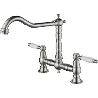 Aquanello Küchenarmatur nostalgisch Edelstahl mit weißem Griff Heritage