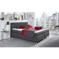 Hapo Boxspringbett "ATLANTA", grau (anthrazit), B:110cm L:210cm, Komplettbetten, Boxspringbett, erhältlich in verschiedenen Breiten, Farben & Maratzenarten
