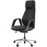 AEA Designer Schwarzer Bürostuhl Moderner Chefsessel Leder Drehstuhl