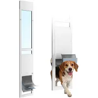 Vevor Hundeklappe für Glasschiebetür, Hundetür Höhenverstellbar von 1927 bis 2049 mm, Rahmen aus Aluminiumlegierung mit Klappe & Drehscharnier, Abschließbar, für Große Hunde, Haustiertüren, L
