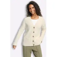 HEINE Strickjacke , Damen, Gr. 46, beige (ecru), 100% Baumwolle, unifarben, Strickjacken Strickjacke