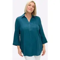 Sheego Schlupfbluse , Damen, Gr. 44, blau (topas), 100% Viskose, unifarben, Blusen Schlupfbluse