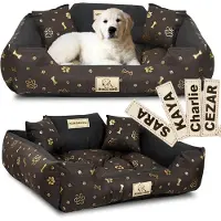 AIO Factory Hundebett KINGDOG 75x65 cm personalisiert wasserdicht goldene Knochen