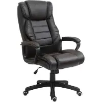 Moonbite Chefsessel mit 6-Punkte-Vibrationsmassage, ergonomischer Bürodrehstuhl mit Wippfunktion, Höhenverstellung 48–56 cm, Kunstleder, Braun