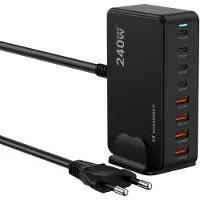 Wozinsky Desktop-Ladestation mit 4x USB-A, 4x USB-C, GaN QC3, 240 W – Schwarz