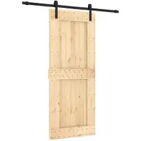 Syfax Schiebetür Natürlich und Schwarz 85 x 210 cm Massivkiefer