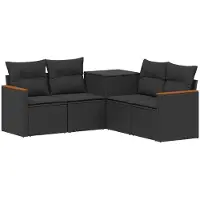 Syfax Sofa Set 5 stk. Schwarz Polyrattan und Stahl