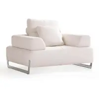 AEA Weißer Polstersessel Metallfüße Wohnzimmer Stoffsessel Relaxsessel