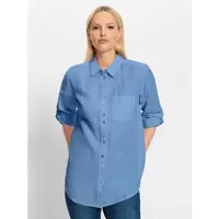 HEINE 1100000002199 , Damen, Gr. 36, blau (himmelblau), 55% Baumwolle, 45% Leinen, unifarben, Blusen 1100000002199