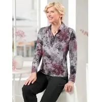 Witt Weiden Poloshirt CLASSIC "Poloshirt", Damen, Gr. 52, lila (steingrau, mauve, bedruckt), 95% Viskose, 5% Elasthan, gemustert, mehrfarbig, Shirts Poloshirt