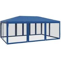 vidaXL Partyzelt mit 10 Mesh-Seitenteilen Blau 6x4 m HDPE