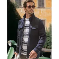 Lerros Sweatjacke "Sweatjacke mit Brusttaschen", Herren, Gr. L, blau (classic navy), 70% Baumwolle, 22% Polyester, 8% Elasthan, Sweatjacken Sweatjacke