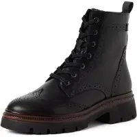 Tamaris Schnürstiefelette , Damen, Gr. 42, wärmend, beige (schwarz), Glattleder, Lyralochung, Schuhe Schnürstiefelette, Schnürboots mit modischer Lyralochung