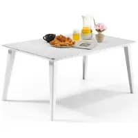 Dmora Outdoor Tisch Brockville 157x98x74h cm Weiß, 6 Plätze, UV-beständig, vielseitig