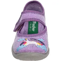 Fischer Markenschuh Schmaler Mädchen-Klett-Ballerina-Hausschuh mit Einhorn
