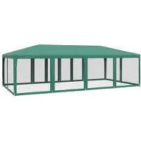 vidaXL Partyzelt mit 12 Mesh-Seitenteilen Grün 8x4 m HDPE