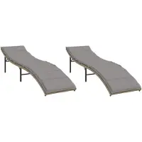 vidaXL Sonnenliegen 2 Stk. mit Auflagen Beige Poly Rattan