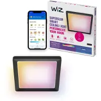Wiz Quadratische Panelleuchte 17W, Intelligente Deckenbeleuchtung, Wi-Fi/Bluetooth, Schwarz, Wi-Fi 4 (802.11n), 802.11b, 802.11g, LED, Kunststoff