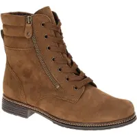 Gabor Damen Stiefeletten 8023 braun mit Schnürung und Reißverschluss, 1,5cm Absatz, 16cm Schafthöhe