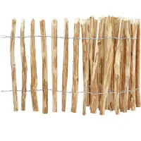 H4L Staketenzaun Holzzaun 70cm Höhe Haselnuss Zaun 5m Länge, Gartenzaun, 4-6cm Lattenabstand