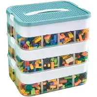 OEM Aufbewahrungsbox, stapelbares Design, integrierte Arbeitsfläche, Blau, 3-lagig