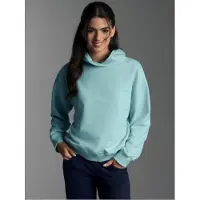 Trigema Sweatshirt "Dünner Oversize-Hoodie", Damen, Gr. XL, blau (gletscher), Sweatware, 50% Baumwolle, 50% Polyester, Basic, Sweatshirts Sweatshirt