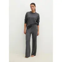 Marc O'Polo Pyjamaoberteil , Damen, Gr. M, grau (dunkelgrau melange), Jersey, Obermaterial: 95% Baumwolle, 5% Elasthan, hüftlang, Rundhals, Shirts Pyjamaoberteil