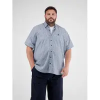 Lerros Kurzarmhemd "Gestreiftes Herrenhemd in Großen Größen", Herren, Gr. 6XL, extraweit, blau (cobalt blau), 60% Polyester, 40% Baumwolle, Hemden Kurzarmhemd