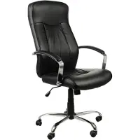 Stema Drehbarer ergonomischer Bürostuhl ZN-9152, gepolstert mit ökologischem Leder, Kippfunktion, weiche Rollen, schwarz