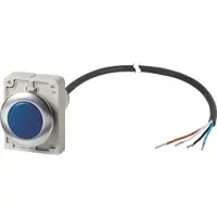 Eaton 186070 Leuchtmelder, flach, Kabel (schwarz) mit offenem Ende, 4-polig, 3.5 m, Linse blau, LED blau, 24 V AC/DC C30C-FL-B-24-P65
