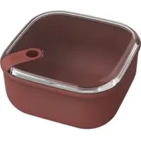 Rotho ELA Frischhaltedose 0,43 Liter, quadratisch, Luftdichte Dose zum Aufbewahren und Transportieren von warm und kalten Gerichten, Farbe: iron red