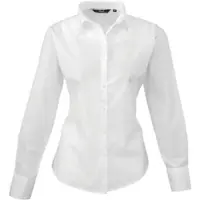 Premier Workwear Cotton Classics Popeline Bluse langarm 39.0300 Gr. XS white