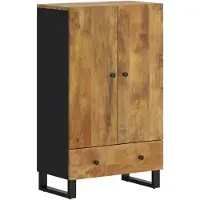 vidaXL Highboard mit Schublade 60x33x100 cm Massivholz Mango & Eisen