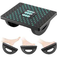 Benza Ibenzoa Ergonomische 180° verstellbare Fußstütze mit Rollenmassage, 34 x 24 cm – gebogene Basis, Antirutsch‑Füße, für Büro & Zuhause, fördert Haltung & Durchblutung (Schwarz)