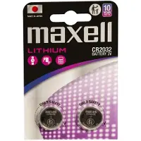 Maxell 12238500, Einwegbatterie, CR2032, Lithium-Manganese Dioxide (LiMnO2), 3 V, 2 Stück(e), 220 mAh