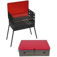 Mille Pic-Nic Grillkoffer - Handgefertigter Holzkohlegrill aus Eisen - 40x28cm