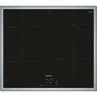 Siemens iQ100 EH645BEB6E, Schwarz, Edelstahl, Integriert, 60 cm, Zonen-Induktionskochfeld, Glaskeramik, 4 Zone(n)