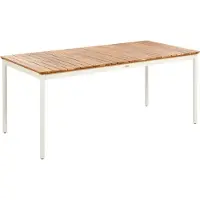 Beliani Gartentisch Braun und Weiß Akazienholz Stahl Rechteckig 180 x 90 cm für 6 Personen Modern für Terrasse Garten Ausstattung