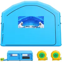 StarTech.com Aufblasbare Lackierkabine - Spritzkabine 7 x 4 x 2,75 m - Mit 2 Gebläsen 550 W/750 W - Aktivkohlefilter - Transparentes PVC-Fenster - Für Pick-ups & Möbel - Tragbar Blau