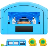 StarTech.com Aufblasbare Lackierkabine - Spritzkabine Lackierzelt 8,5 x 4,5 x 3 m - Mit 750 W und 950 W Gebläse - Aktivkohle-Filterung - PVC-Fenster - Für PKW und Boote - Tragbar - Blau