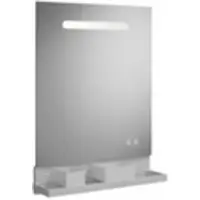 Burgbad Fiumo Lichtspiegel, mit horizontaler LED-Beleuchtung, mit Metallreling, 600x700mm, SFXU060F3956, Farbe: Weiß matt