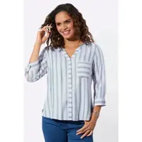 Casual Looks Funktionsbluse , Damen, Gr. 36, bunt (kalkmint, weiß, gestreift), 100% Viskose, gemustert, gestreift, Rundhals, Blusen Funktionsbluse