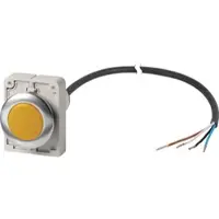 Eaton 185956 Leuchtmelder, flach, Kabel (schwarz) mit offenem Ende, 4-polig, 1 m, Linse gelb, LED weiß, 24 V AC/DC C30C-FL-Y-24-P62
