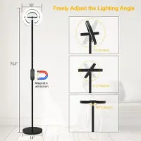StarTech.com Stehlampe - LED-Stehlampe - Höhe 1,9 m - 2 Um 312° Drehbare Ringleuchten - Dimmbar 6–10 W - Fernbedienung - Schwarz