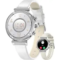 Lige Smartwatch Damen mit Telefonfunktion Silber Rund Fitnessuhr mit zwei Armbändern Herzfrequenz SpO2 Schlafmonitor Schrittzähler Sportmodi Android iOS